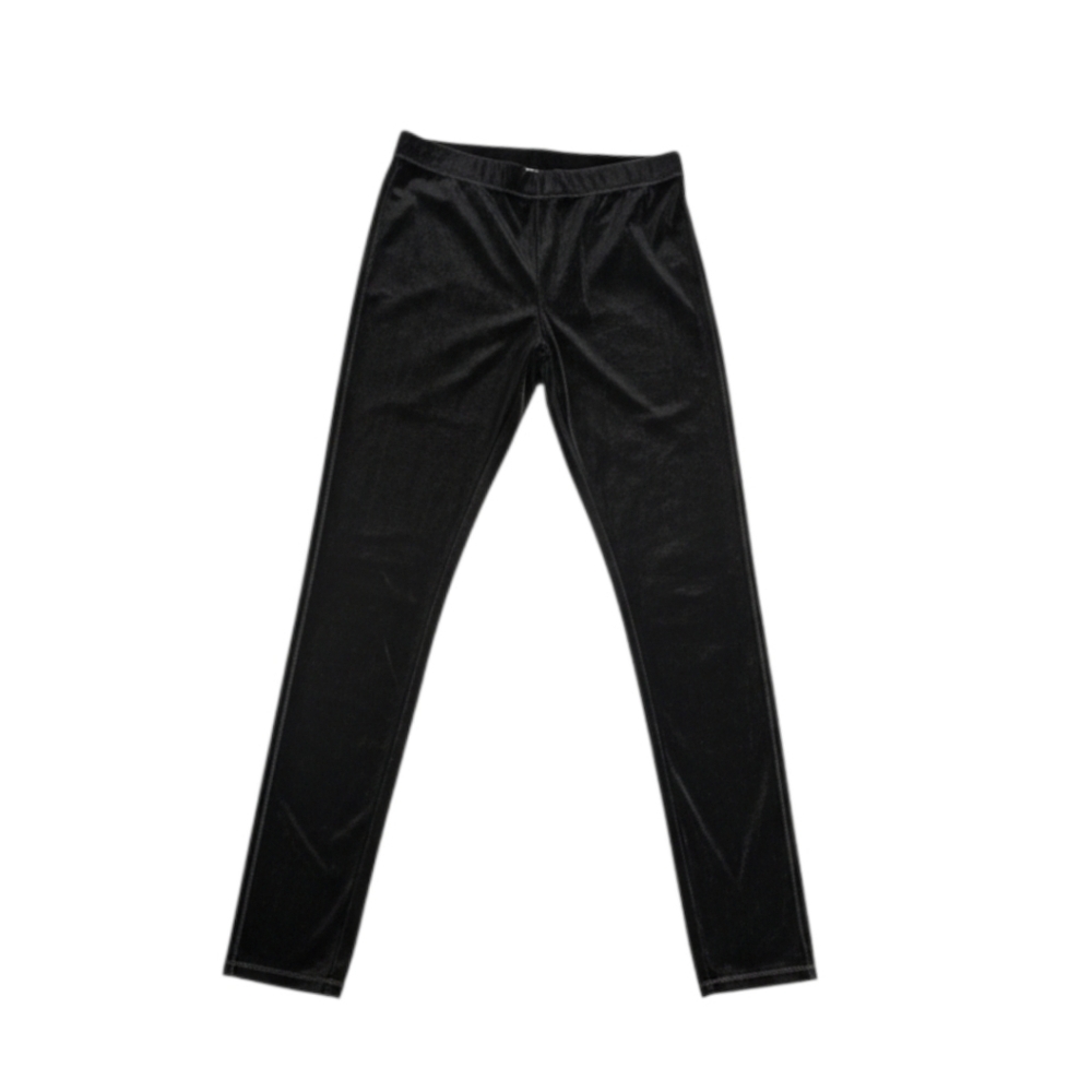 Black Velvet Stretch Leggings M Soft Pull On High Rise Date Night Party - Picture 4 of 4